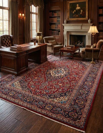 8' x 11' 4 Kashan Wool Rug