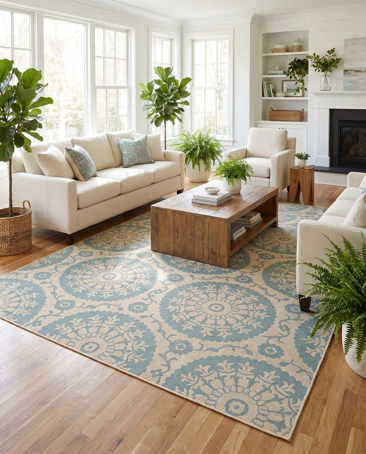 9' x 12' 2 Easy-Clean Botanical Indoor / Outdoor Rug
