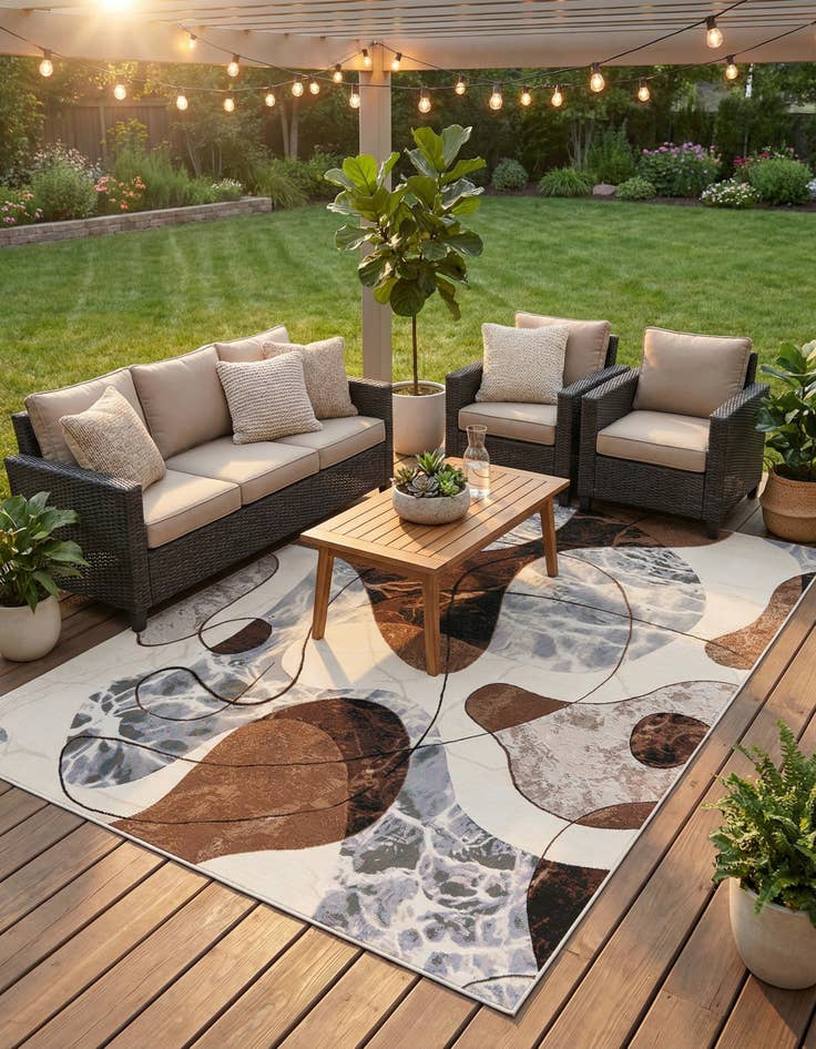 Detail image of 8' x 10'  Washable Modern Indoor / Outdoor Rug