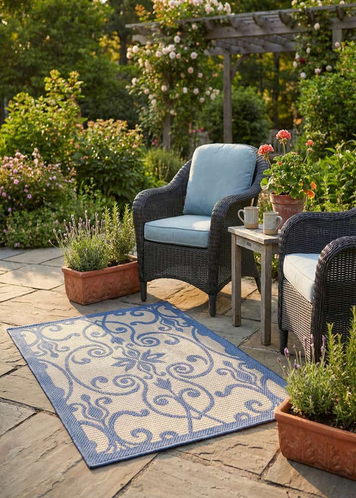 2' 2 x 3' Easy-Clean Botanical Indoor / Outdoor Rug