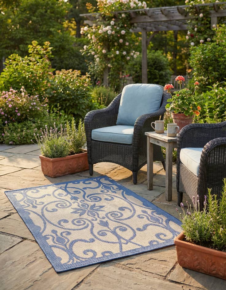 Detail image of 2' 2 x 3' Easy-Clean Botanical Indoor / Outdoor Rug
