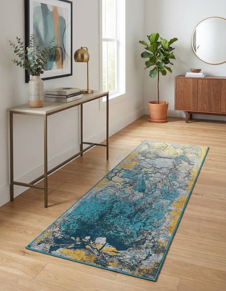 Detail image of 2' x 6' Easy-Clean Modern Indoor / Outdoor Runner Rug