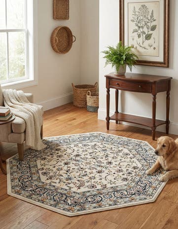 Ivory Nain Design Octagon Rug