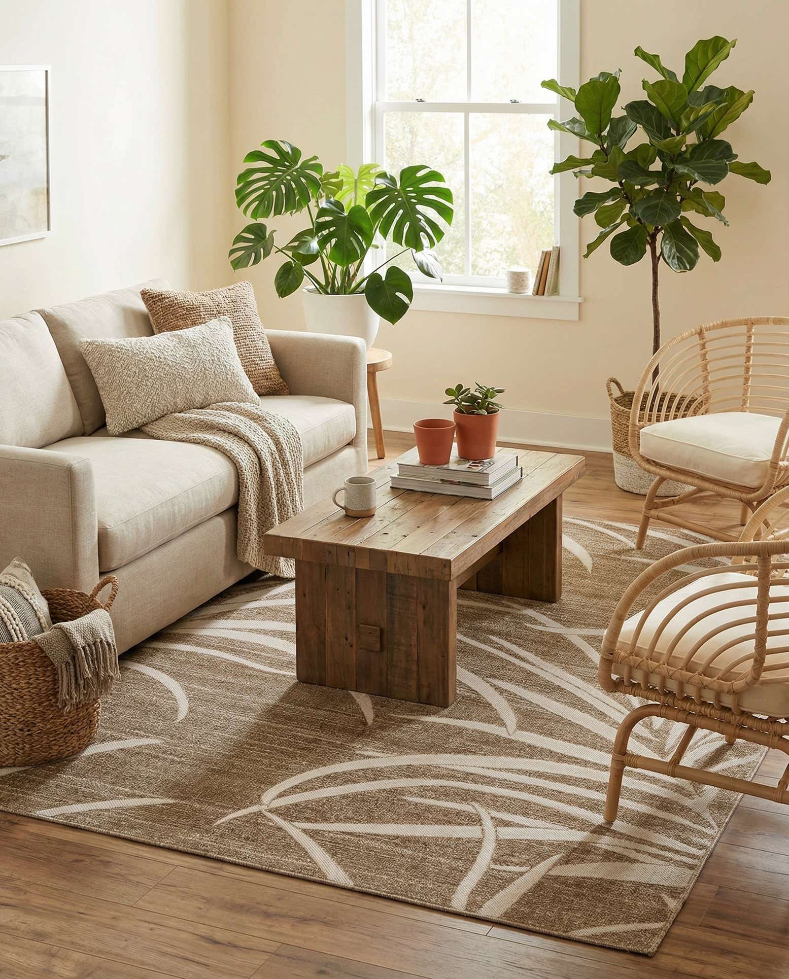 7' x 10' Easy-Clean Botanical Indoor / Outdoor Rug