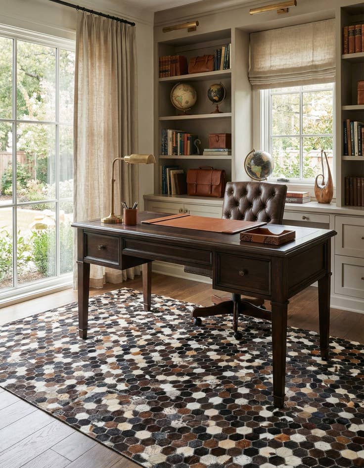 Detail image of  5' 1 x 7' 10 Cowhide Leather Rug