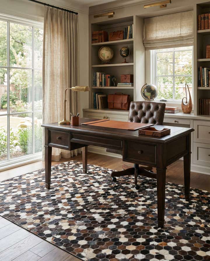 5' 1 x 7' 10 Cowhide Leather Rug