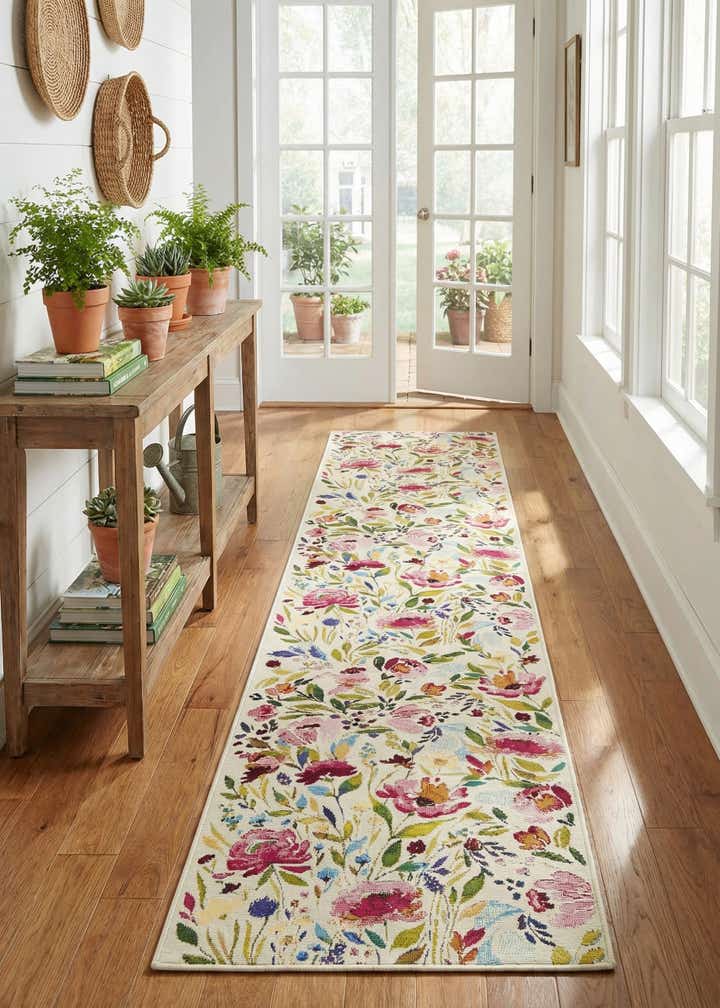 2' 7 x 12' Easy-Clean Botanical Indoor / Outdoor Runner Rug