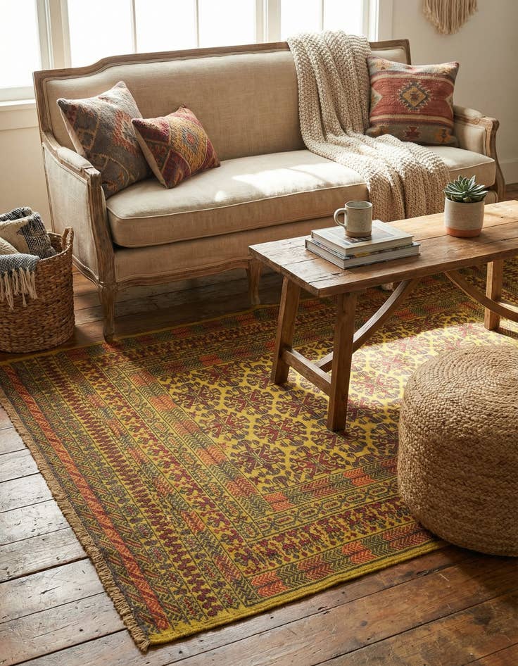 Detail image of 4' x 6' 3 Hand Woven Kilim Afghan Wool Rug