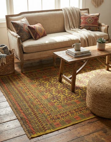4' x 6' 3 Hand Woven Kilim Afghan Wool Rug