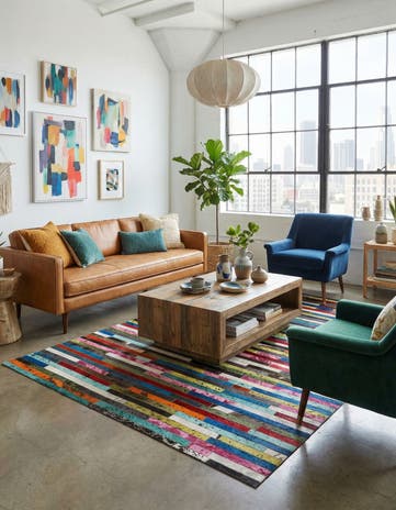 5' 1 x 8' Cowhide - Patchwork Rug