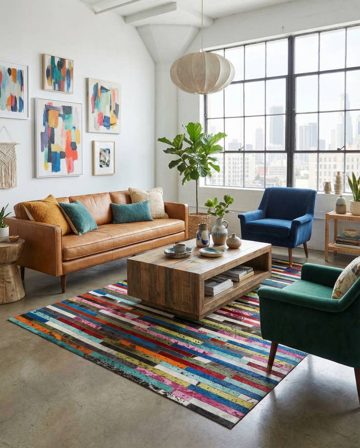 Detail image of 5' 1 x 8' Cowhide - Patchwork Rug