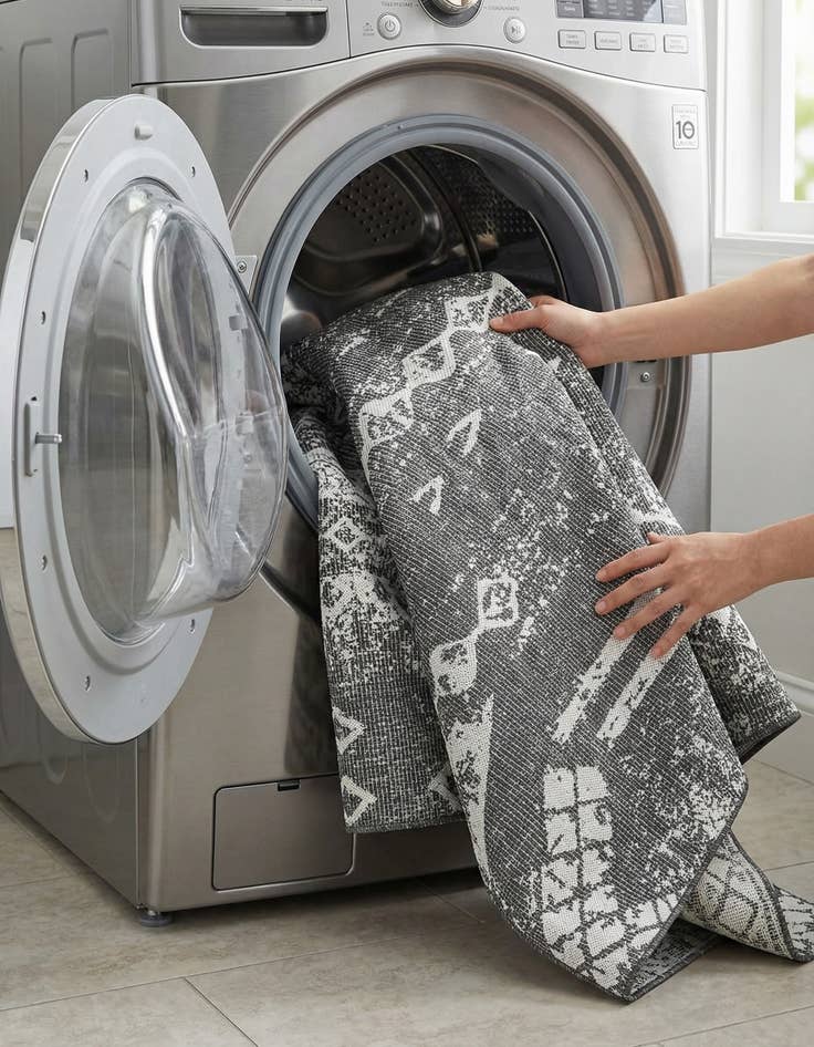 Detail image of 6' x 9'  Washable Bohemian Indoor / Outdoor Rug