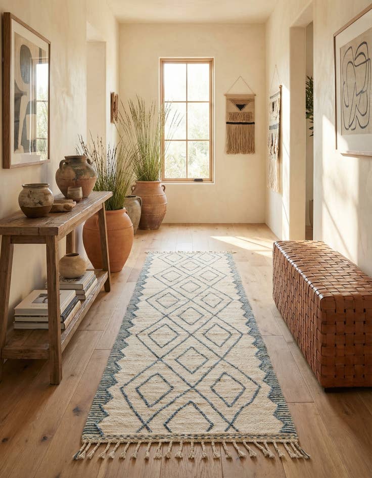 Detail image of 3' 7 x 12' 9 Hand Knotted Moroccan Wool Runner Rug