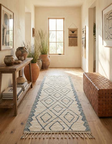 3' 7 x 12' 9 Hand Knotted Moroccan Wool Runner Rug