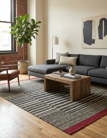 4' 4 x 5' 8 Hand Woven Kilim Modern Wool Rug