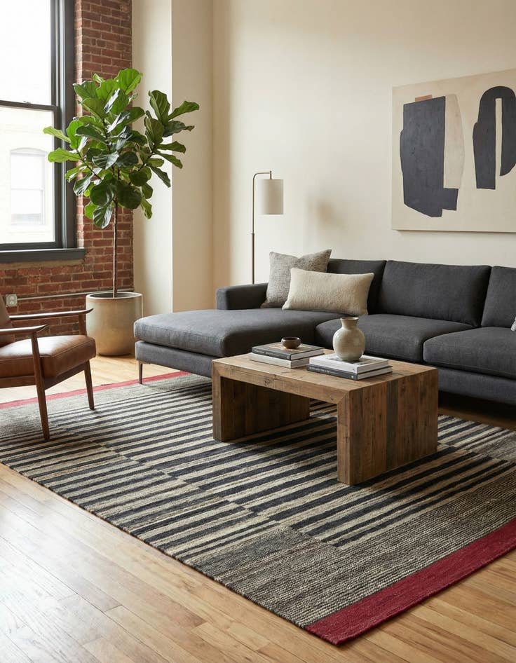 Detail image of 4' 4 x 5' 8  Hand Woven Kilim Modern Wool Rug