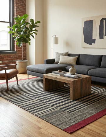 4' 4 x 5' 8 Hand Woven Kilim Modern Wool Rug