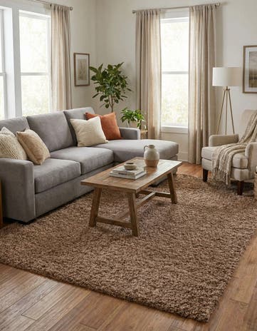 7' 10 x 11' Solid Shag Rug