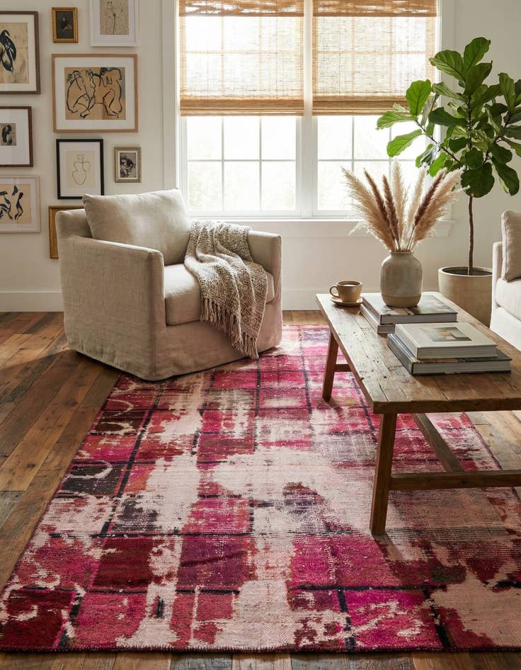 Detail image of 4' 2 x 7' 2  Hand Knotted Ultra Vintage Persian Wool Rug