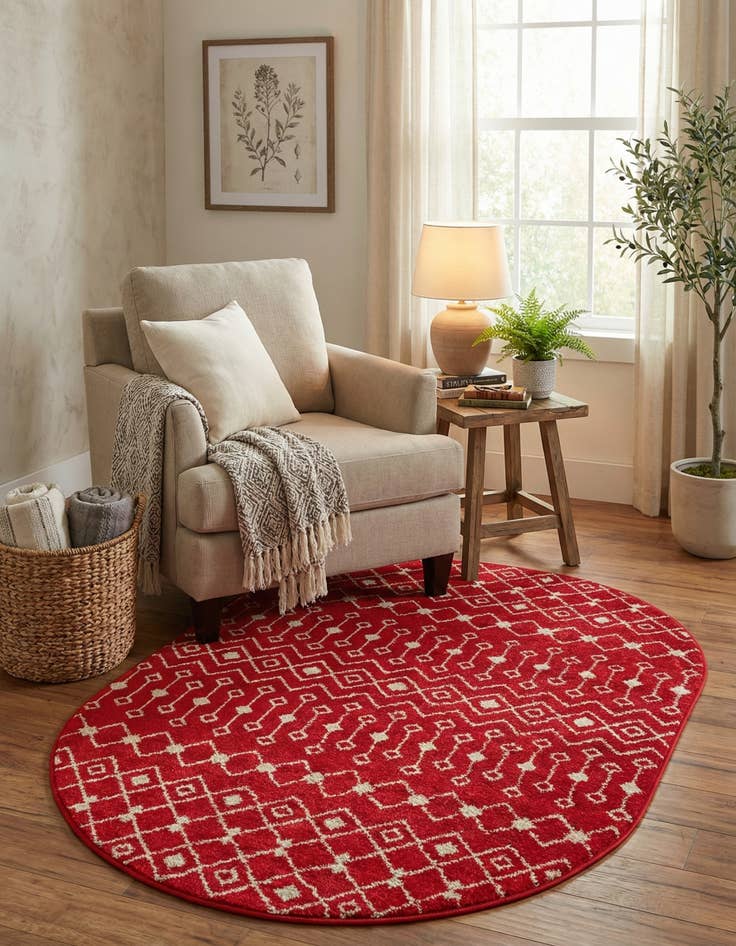 Detail image of 4' x 6' Moroccan Trellis Oval Rug