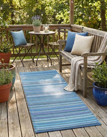 Blue Easy-Clean Vista Breeze Indoor / Outdoor Runner Rug
