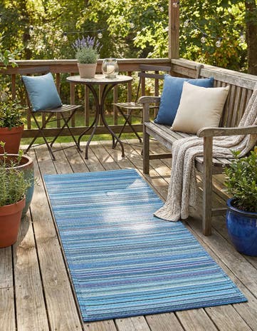 Blue Easy-Clean Vista Breeze Indoor / Outdoor Runner Rug