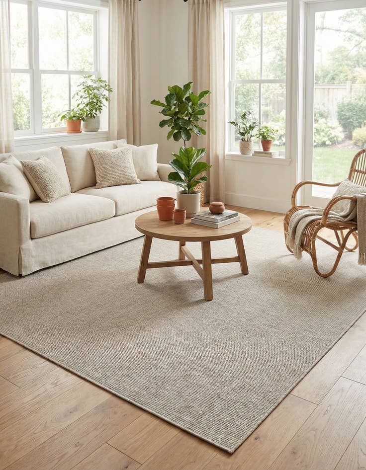 Detail image of 7' 10 x 7' 10 Easy-Clean Solid Indoor / Outdoor Square Rug