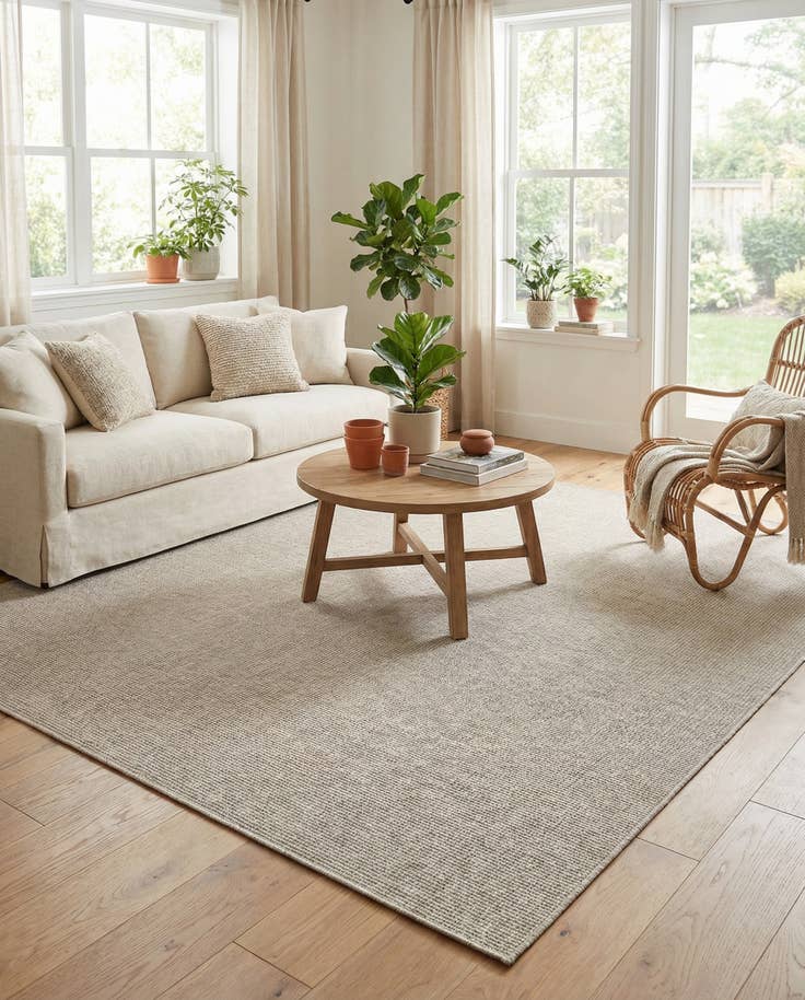 Detail image of 7' 10 x 7' 10 Easy-Clean Solid Indoor / Outdoor Square Rug