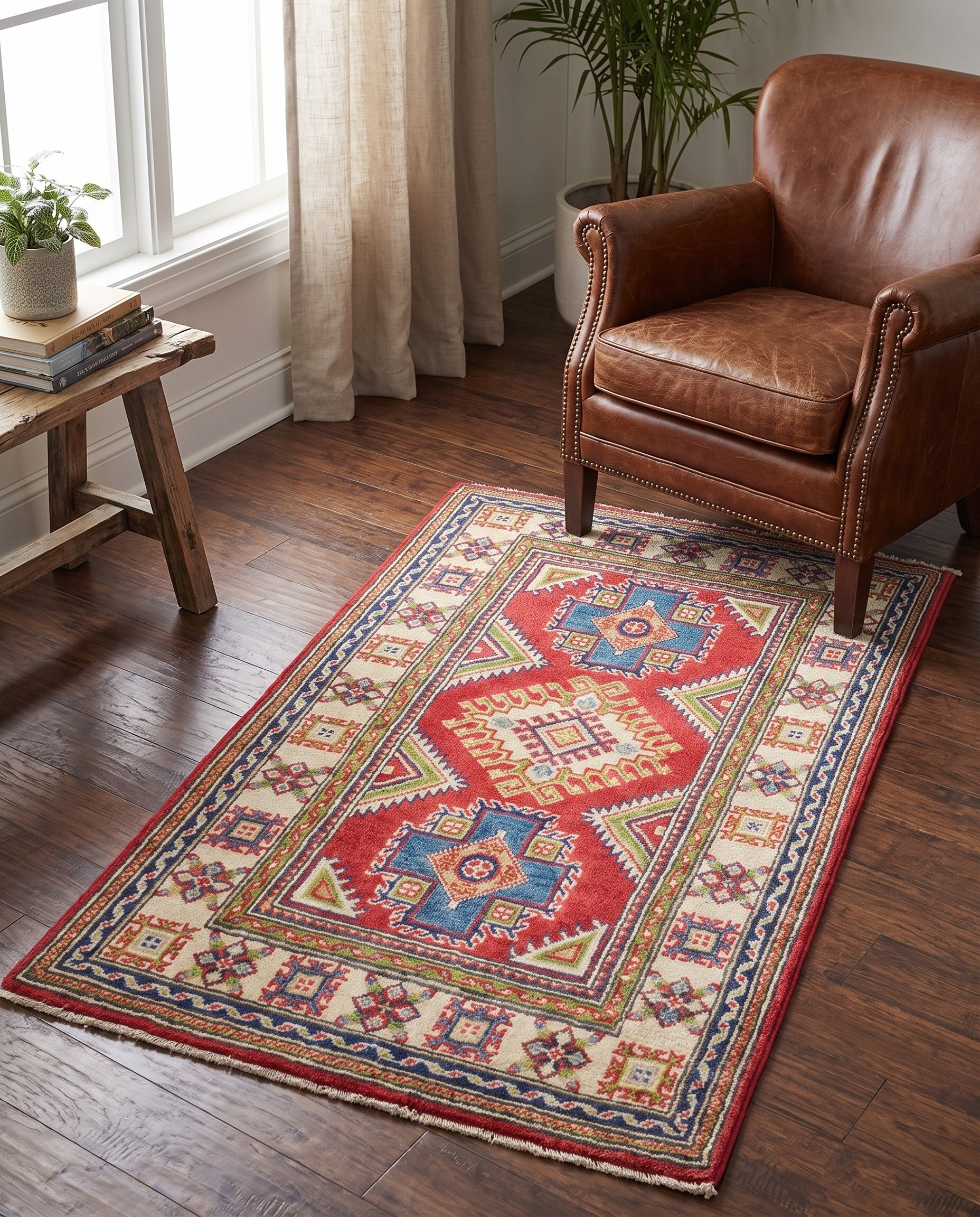 2' 6 x 4' 3 Hand Knotted Kazak Rug