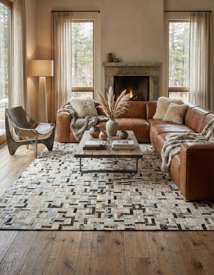 Detail image of  5' x 7' 11 Cowhide - Patchwork Rug