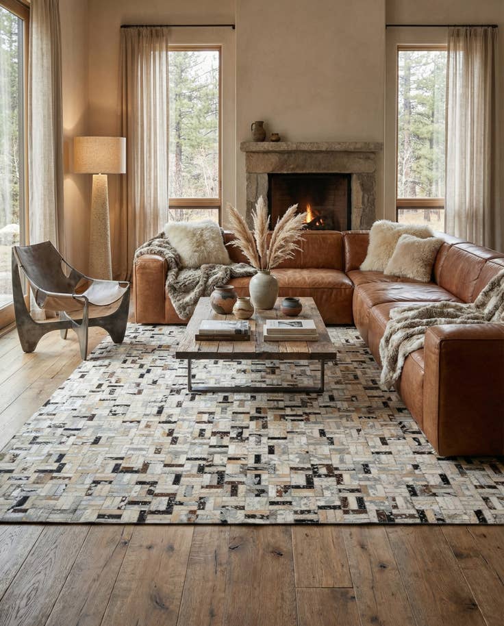 Detail image of 5' x 7' 11 Cowhide - Patchwork Rug