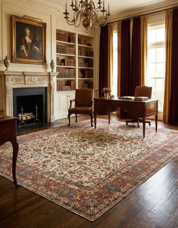 8' 11 x 11' 11 Hand Knotted Sarough Persian Wool Rug