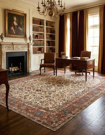 8' 11 x 11' 11 Hand Knotted Sarough Persian Wool Rug