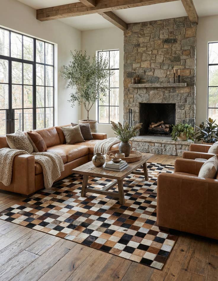 Detail image of  5' x 7' 10 Cowhide Leather Rug