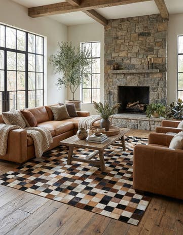 5' x 7' 10 Cowhide Leather Rug