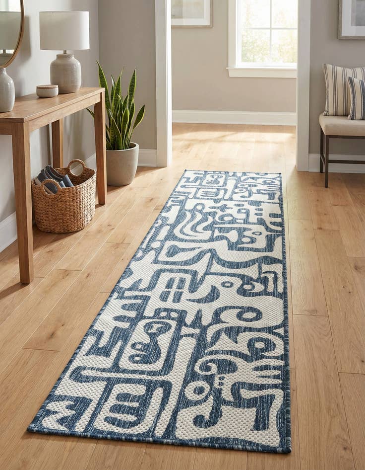 Detail image of  2' x 8'  Washable Modern Indoor / Outdoor Runner Rug