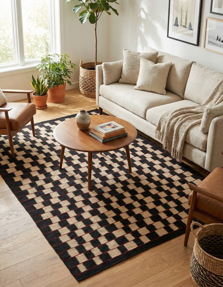 Detail image of 5' x 6' 2  Hand Woven Kilim Modern Wool Rug