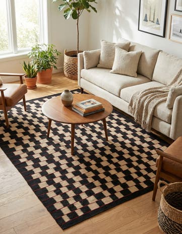 5' x 6' 2 Hand Woven Kilim Modern Wool Rug