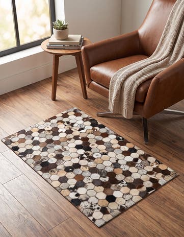 2' x 3' 1 Cowhide Leather Rug