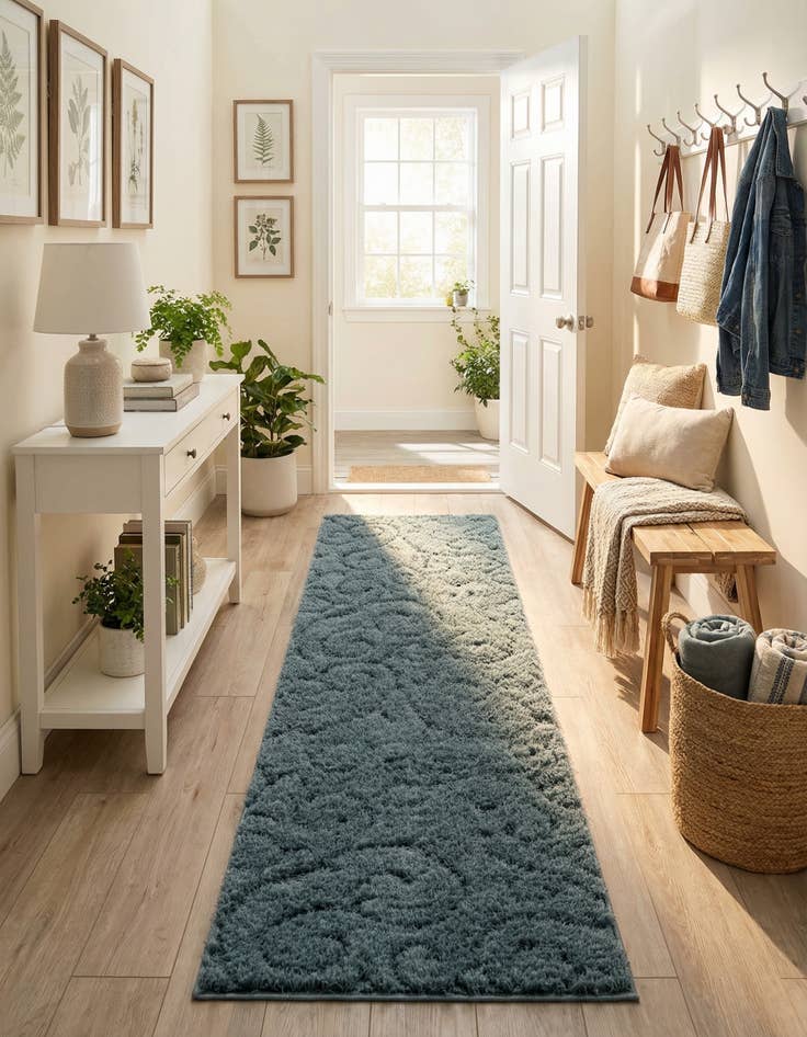 Detail image of 2' 7 x 10' Floral Shag Runner Rug