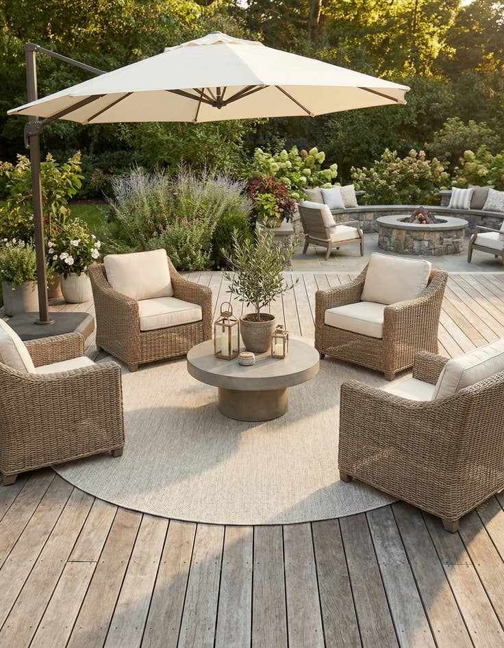 Detail image of 13' x 13'  Washable Solid Indoor / Outdoor Round Rug