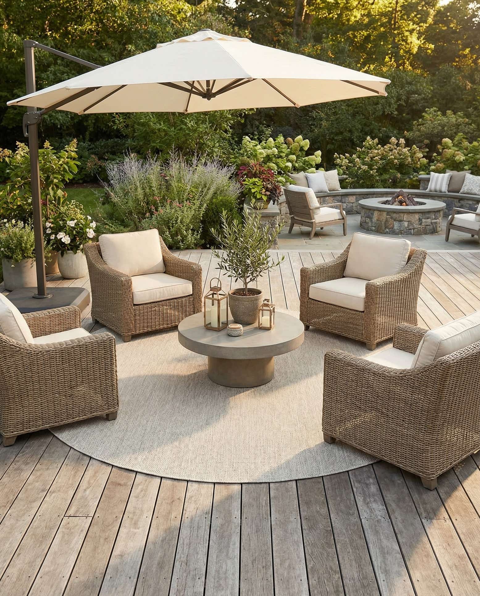 13' x 13' Easy-Clean Solid Indoor / Outdoor Round Rug