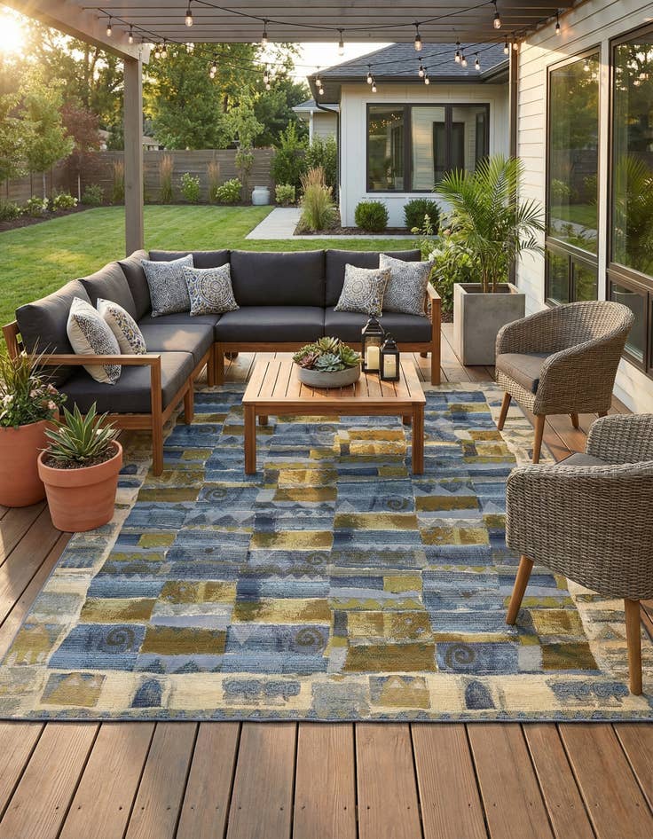 Detail image of 10' x 12' 2  Washable Modern Indoor / Outdoor Rug
