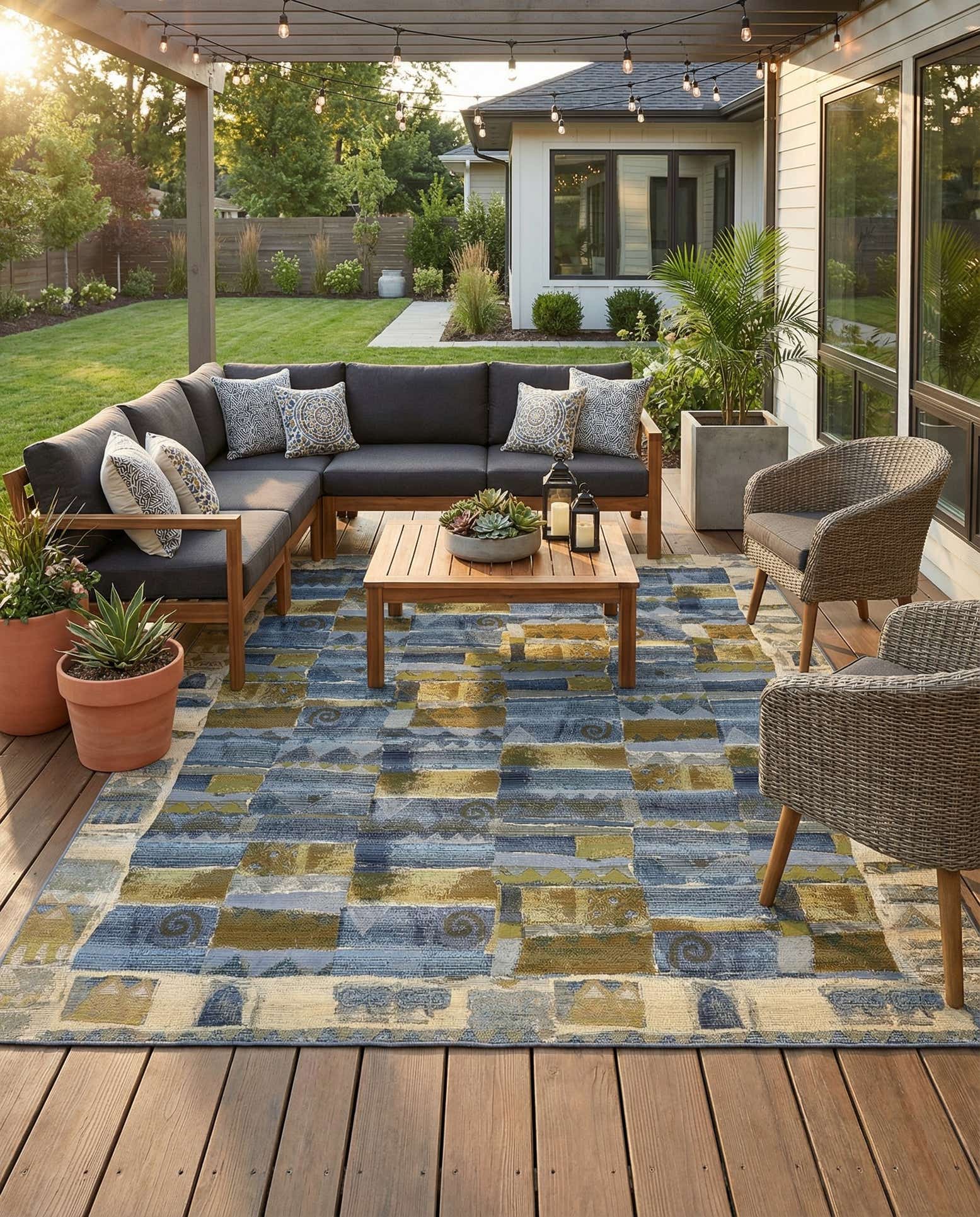 10' x 12' 2 Easy-Clean Modern Indoor / Outdoor Rug