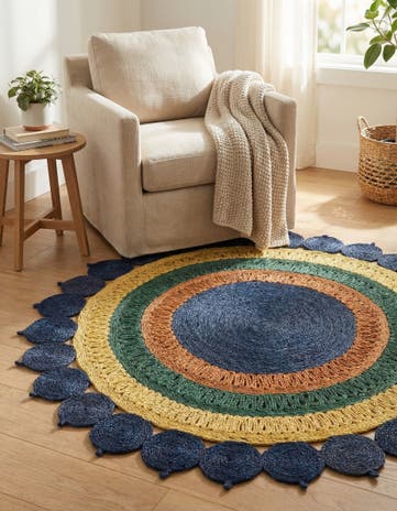 5' 1 x 5' 1 Handmade Braided Jute Round Rug