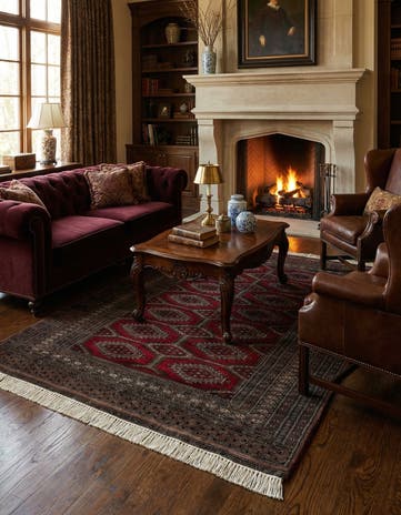 4' 3 x 6' 1 Hand Knotted Bokhara Oriental Wool Rug