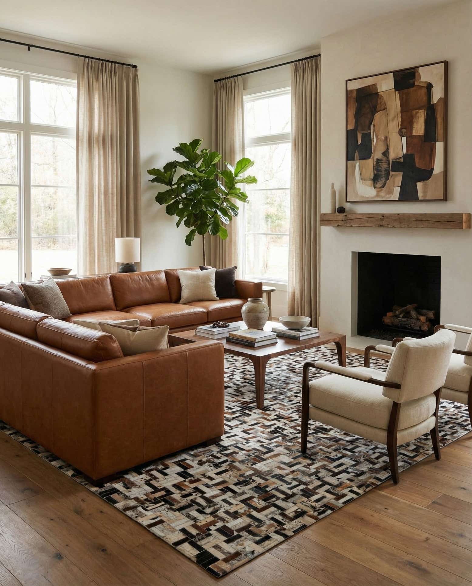 8' 2 x 10' Cowhide Leather Rug