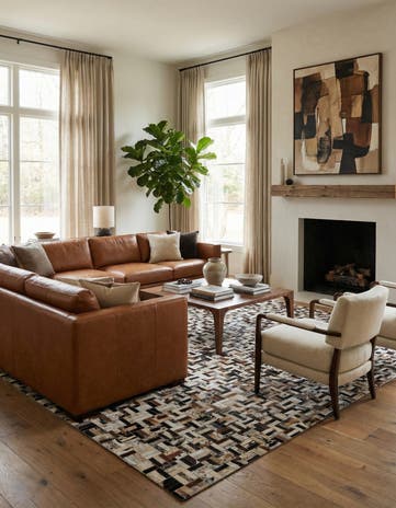 8' 2 x 10' Cowhide Leather Rug