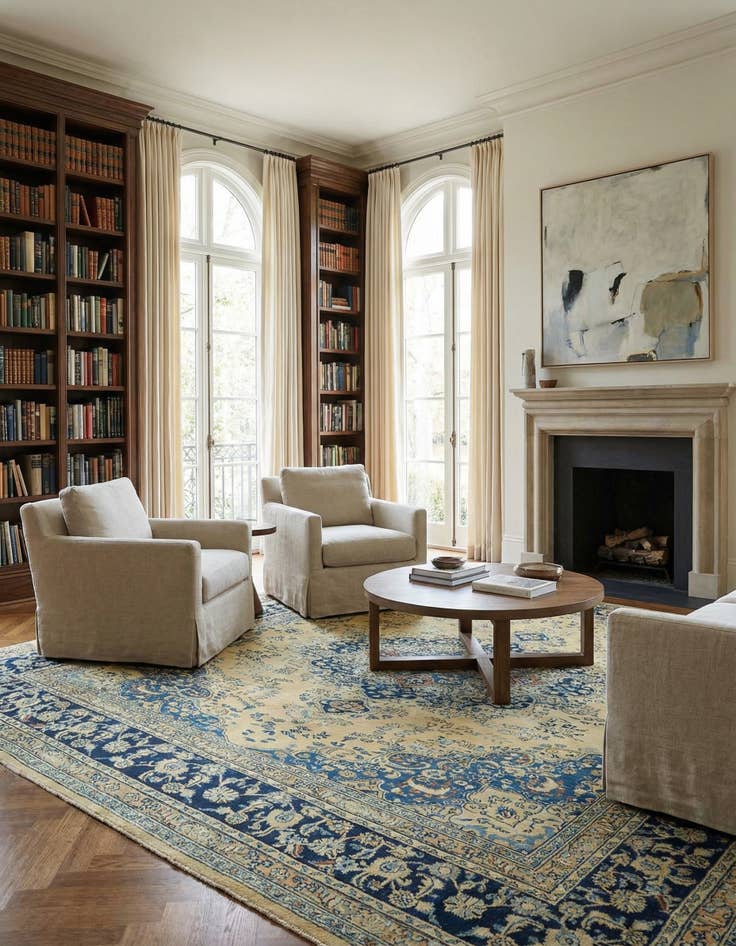 Detail image of  9' 9 x 12' 10  Hand Knotted Mashad Persian Wool Rug