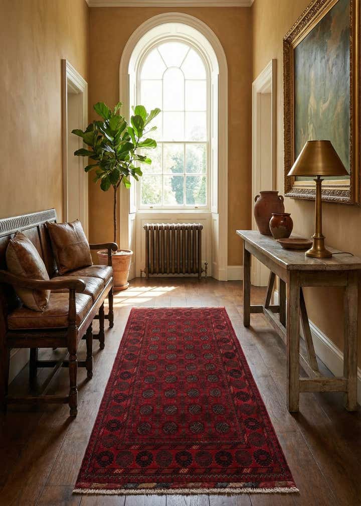 2' 9 x 6' 6 Hand Knotted Afghan Ersari Wool Runner Rug